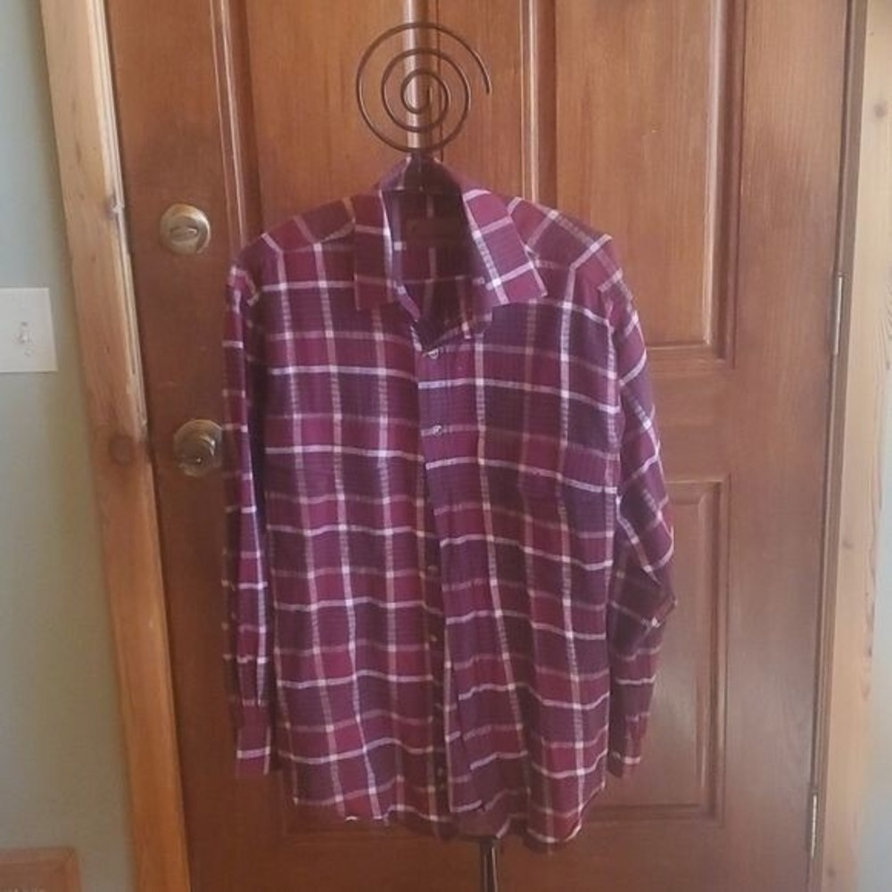 Browning Mens Burgundy Plaid Flannel Shirt Long Sleeve Button Down Medium